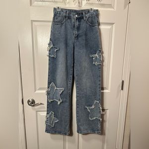 High rise distressed star jeans
